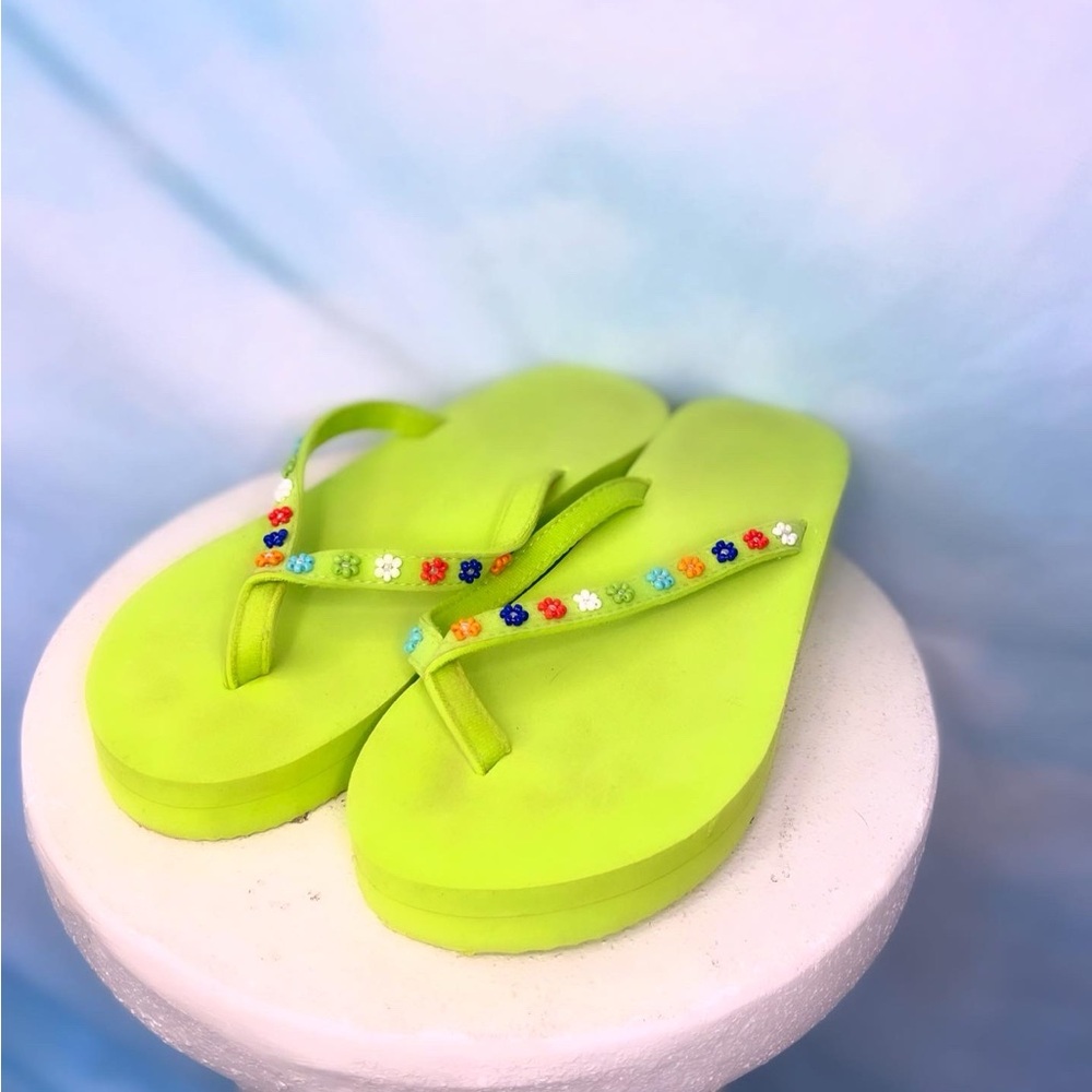 Green platform sandals